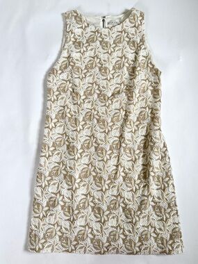 Alice And Olivia Lizzy Shift Dress Embellished Cream Off White